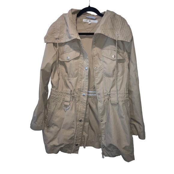 Women’s Tommy Hilfiger Field Jacket Drawstring Waist Long Coat Size Small - Picture 2 of 10